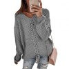Autumn Winter Women Solid Color V Neck Long Sleeve Sweater
