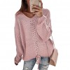 Autumn Winter Women Solid Color V Neck Long Sleeve Sweater