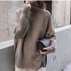 Turtleneck Sweater Women Warm Knitted Sweaters Casual Loose Pullover Ladies Vintage Solid Women Winter Jumper Knitwear Pull