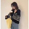 Stripe Sweaters Women Loose Knitted Cardigans Autumn Winter V-neck Single-breasted Ladies Tops Chic Full Sleeve Female Knitwear