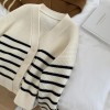 Stripe Sweaters Women Loose Knitted Cardigans Autumn Winter V-neck Single-breasted Ladies Tops Chic Full Sleeve Female Knitwear