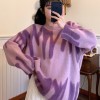 Green Striped Sweater Women Elegant Oversized Pullovers Women Winter O-Neck Loose Streetwear Long Sweaters Tie Dye Outerwear