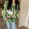 Green Striped Sweater Women Elegant Oversized Pullovers Women Winter O-Neck Loose Streetwear Long Sweaters Tie Dye Outerwear