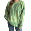 Green Striped Sweater Women Elegant Oversized Pullovers Women Winter O-Neck Loose Streetwear Long Sweaters Tie Dye Outerwear