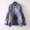 Plaid Knitted Sweater Women Pullovers Argyle Oversized Sweater Autumn Winter Casual Knitwear Female Long Sleeve Ladies Tops