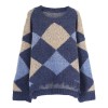 Plaid Knitted Sweater Women Pullovers Argyle Oversized Sweater Autumn Winter Casual Knitwear Female Long Sleeve Ladies Tops
