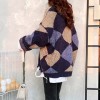 Plaid Knitted Sweater Women Pullovers Argyle Oversized Sweater Autumn Winter Casual Knitwear Female Long Sleeve Ladies Tops