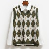 Women Argyle Knitted Vest Sweaters  Spring Autumn  Sleeveless V-Neck Tank Tops Sweater