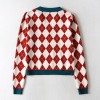 Women  Casual Loose Knitted Sweater Patchwork Vintage Pullover