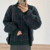Women Pullover  Patchwork Knitted Sweaters Female  Oversize Elegant Tops