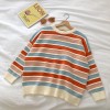 Autumn Winter Women Loose Long Sleeve  Pullover   Stripe Knitted Sweater