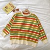 Autumn Winter Women Loose Long Sleeve  Pullover   Stripe Knitted Sweater