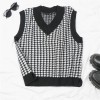 Women Sweaters Houndstooth Knitted Vest Pullovers Fashion Vest Sleeveless Sweater