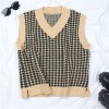 Women Sweaters Houndstooth Knitted Vest Pullovers Fashion Vest Sleeveless Sweater