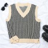 Women Sweaters Houndstooth Knitted Vest Pullovers Fashion Vest Sleeveless Sweater