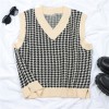 Women Sweaters Houndstooth Knitted Vest Pullovers Fashion Vest Sleeveless Sweater