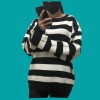 Women Striped Oversized Pullovers Loose Winter Long Knitted Sweater