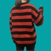 Women Striped Oversized Pullovers Loose Winter Long Knitted Sweater
