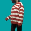 Women Striped Oversized Pullovers Loose Winter Long Knitted Sweater