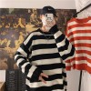 Women Striped Oversized Pullovers Loose Winter Long Knitted Sweater