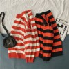 Women Striped Oversized Pullovers Loose Winter Long Knitted Sweater