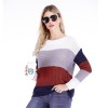 Women Casual Patchwork Loose Pullover Long Sleeve Fashion Striped Knitted Sweater