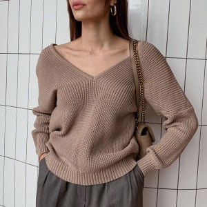 Women  Oversize Fashion Sweater  Autumn Winter Knit Pullover Solid Knitted Jumpers