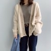 Women Knitted Striped   V-Neck  Loose Cardigan Sweater  Long Sleeve 