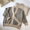 Women Knitted Striped   V-Neck  Loose Cardigan Sweater  Long Sleeve 