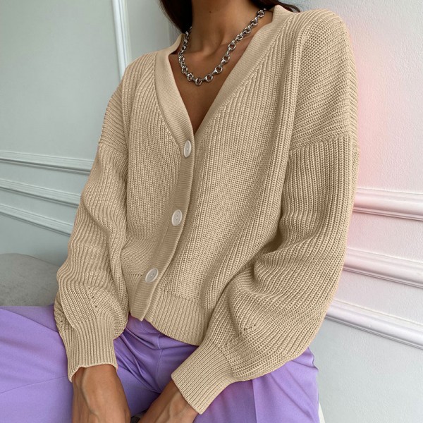 Knit Cardigans Women V-Neck Sweaters Jacket Cardigan Long Sleeve Knitwear