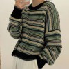 Women Striped Sweater  Long Sleeve Jumpers  Knitted Sweater  Loose Short Sweater