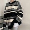 Women Oversize   Stripe  Sweater Autumn Winter Loose Pullover Fashion Vintage Jumper Knitwear