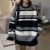 Women Oversize   Stripe  Sweater Autumn Winter Loose Pullover Fashion Vintage Jumper Knitwear