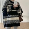 Women Oversize   Stripe  Sweater Autumn Winter Loose Pullover Fashion Vintage Jumper Knitwear