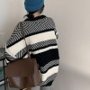 Women Oversize   Stripe  Sweater Autumn Winter Loose Pullover Fashion Vintage Jumper Knitwear