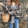 Houndstooth Cardigan Women Autumn Winter Oversize Knitted Sweater Ladies Tops