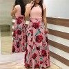 Plus Size Women Dresses Autumn Printed Flowers Party Long Dresses Casual O-neck Dress