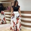 Plus Size Women Dresses Autumn Printed Flowers Party Long Dresses Casual O-neck Dress