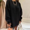 Spring Fall Fashion Green Hole Sweater Casual Mini Loose Knitted Womens Dress