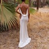 Summer White Sexy Backless Chain Strap Slip Maxi Dress for Women