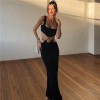 Summer Black Sexy Backless Cutout Maxi Dress Sleeveless Dresses