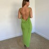 Women Summer Orange Halter Sexy Backless Sleeveless Bodycon Maxi Dress