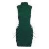 Women's Dress Green Sleeveless Block Cut Out Style Mini Dress
