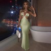 2022 Summer Sexy Solid Backless Casual Cutout Poplin Maxi Dresses For Women