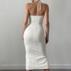 2022 Summer Hot Women Sexy Black Casual Dress V-Neck Split Folds Maxi Dresses