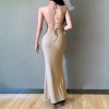 Green Sling Backless Casual Dress Women's Sexy Bodycon Maxi Dress