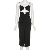 Women's Clothes Cutout Casual Sexy Prom Black Split Corset Bodycon Maxi Dress