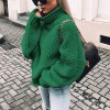 Women Casual Knitted Turtleneck Sweaters Pullover Solid Color Long Sleeve Purple Black Oversize Tops