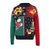 Women Christmas Sweater Cartoon Print O-Neck Long Sleeve Knitt Jumpers Tops Sweater Xmas Sweatshirt Winter Autumn