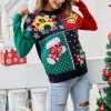 Women Christmas Sweater Cartoon Print O-Neck Long Sleeve Knitt Jumpers Tops Sweater Xmas Sweatshirt Winter Autumn